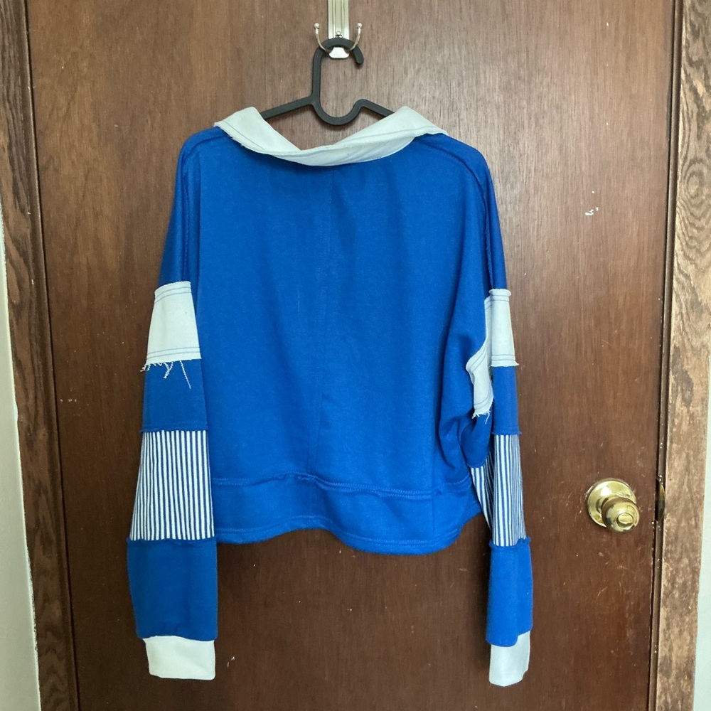 Altar'd State Blue and White Color-blocked Pullover - Picture 2 of 4